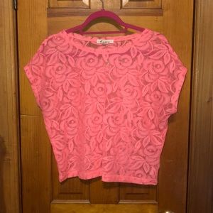 NEON TOP WITH FLORAL STITCHING